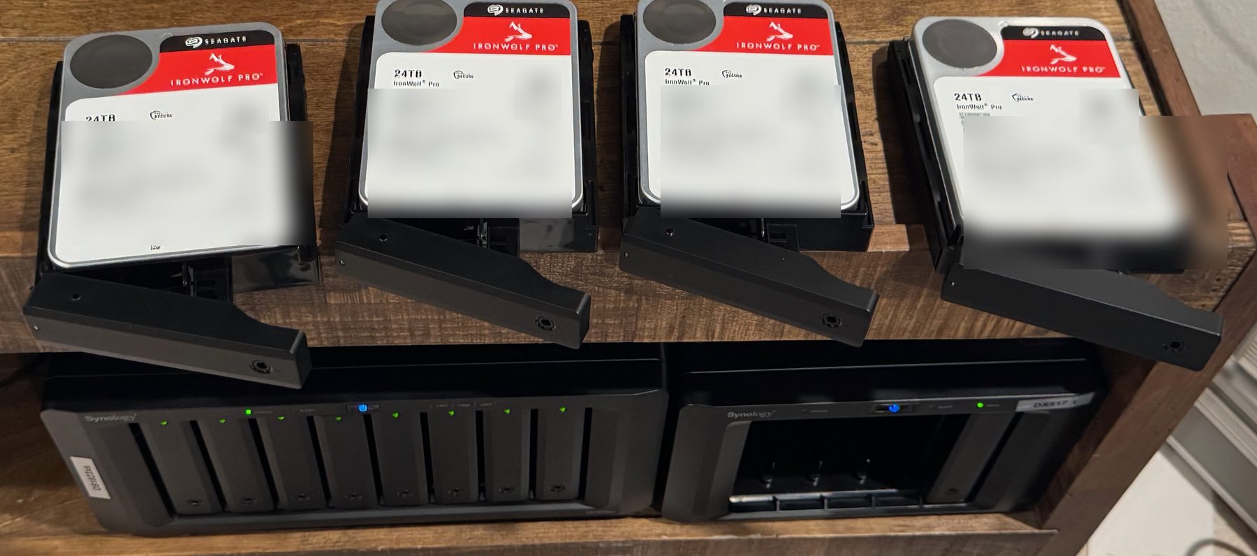IronWolf Pro 24 TB drives in NAS trays