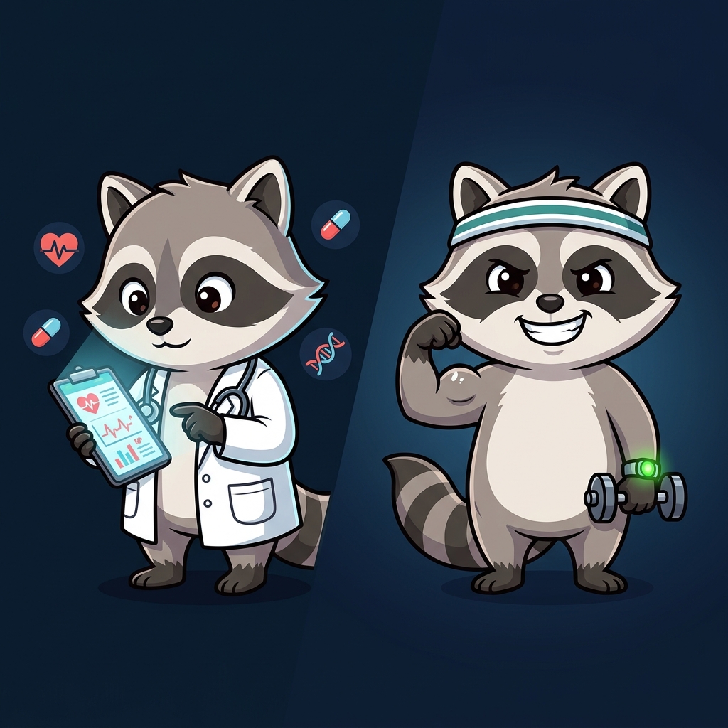 Milo the raccoon: doctor by day, gym bro by night