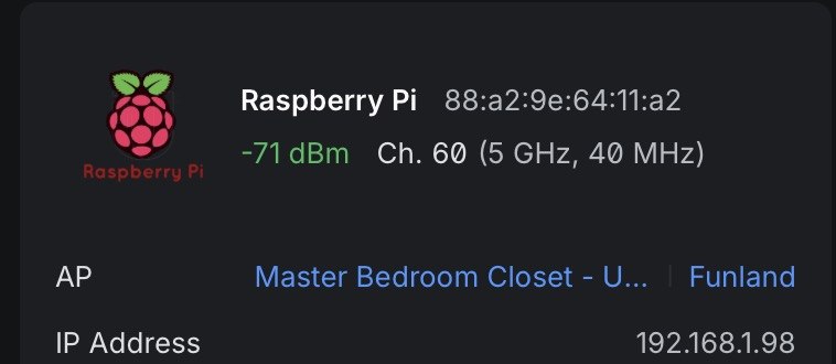 PuppyPi appearing in the UniFi network dashboard