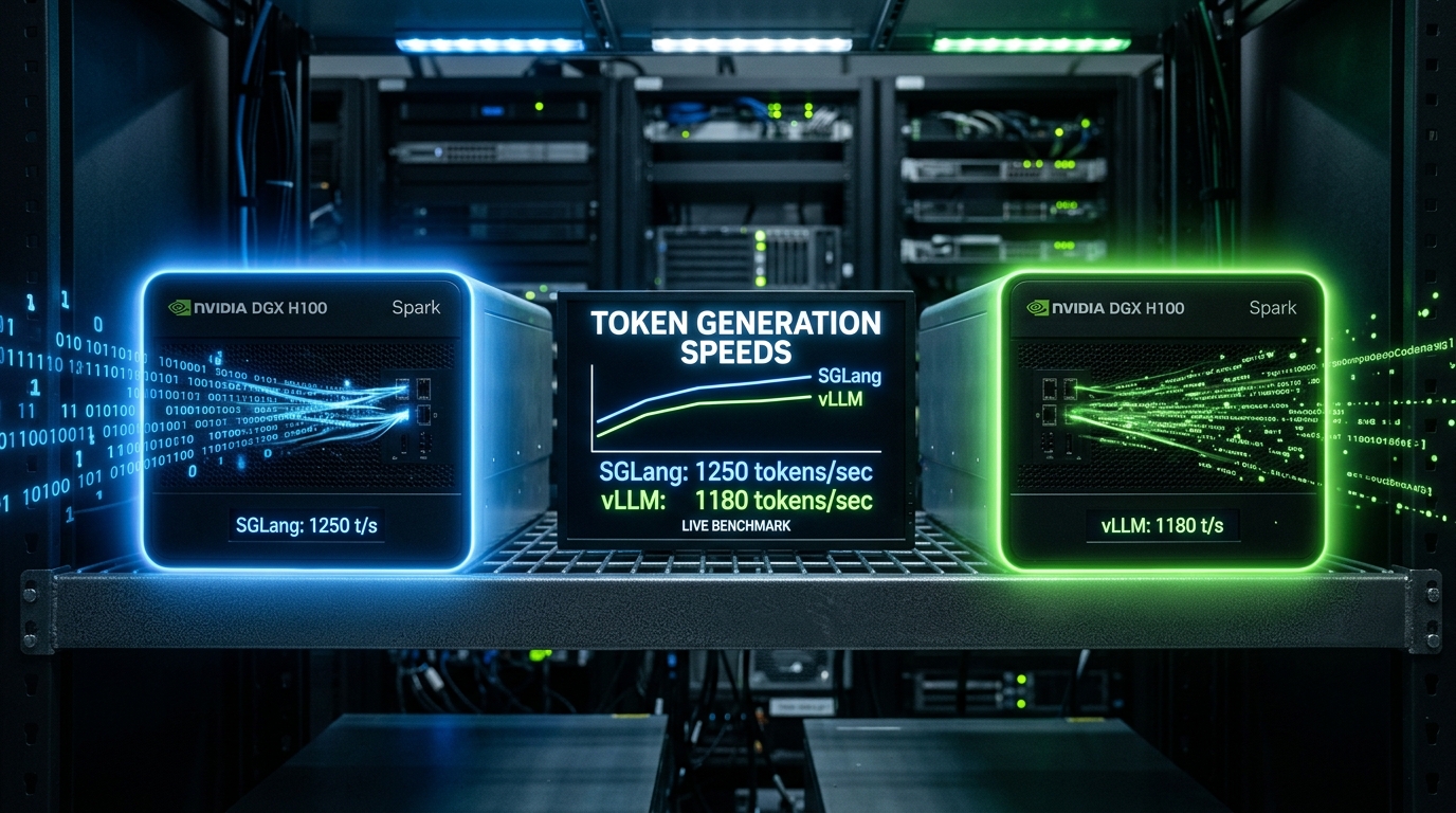 Two DGX Spark units running different inference stacks side by side