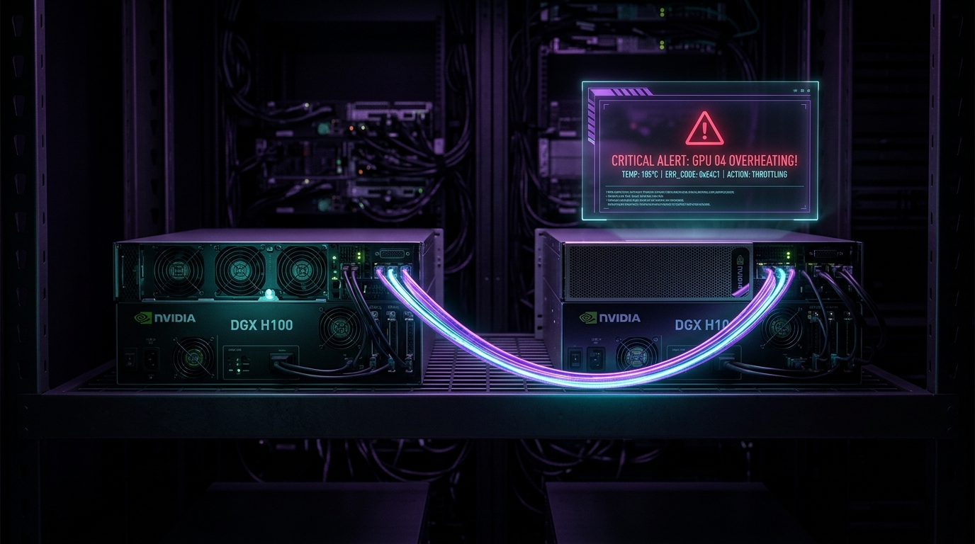 Two DGX Spark units connected by a glowing cable